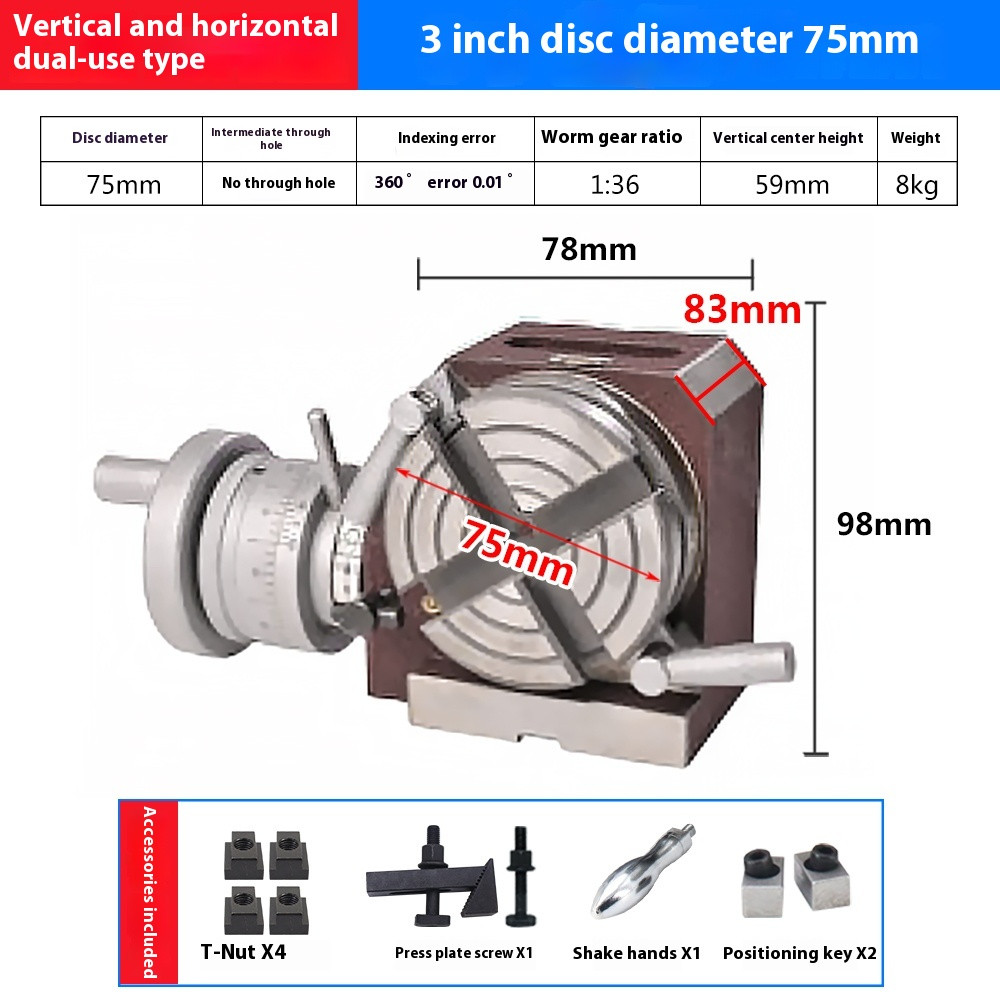 Milling Machine High Precision HV5 Diameter 125mm Vertical and Horizontal