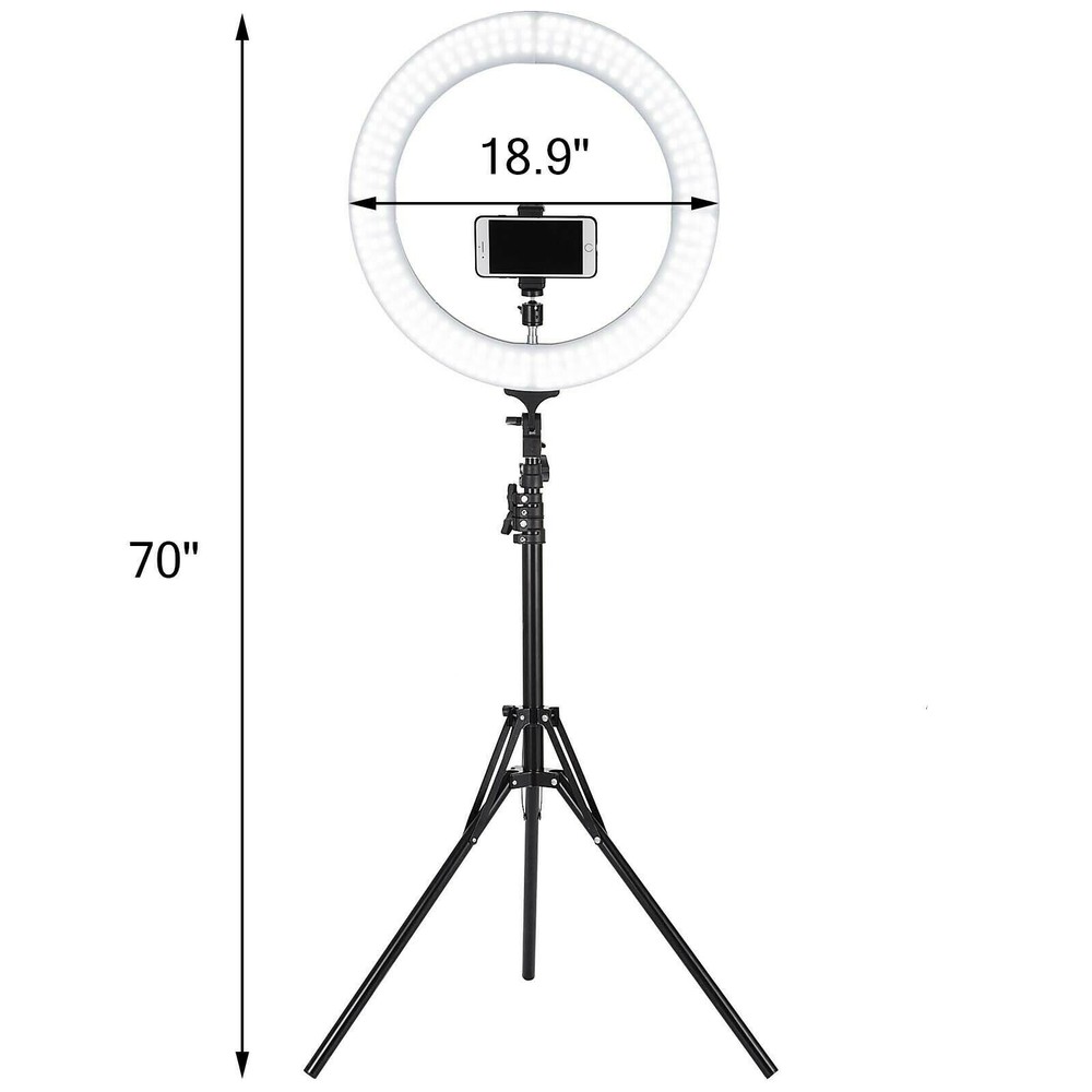 18" LED SMD Ring Light Kit with Stand Dimmable 6000K for Makeup Phone Camera