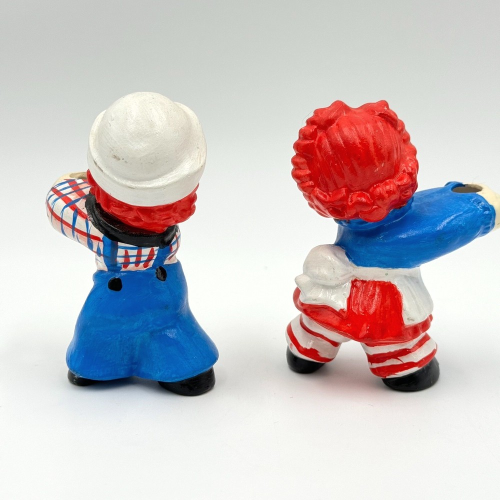 Vintage Ceramic Raggedy Ann & Andy Macrame Beads