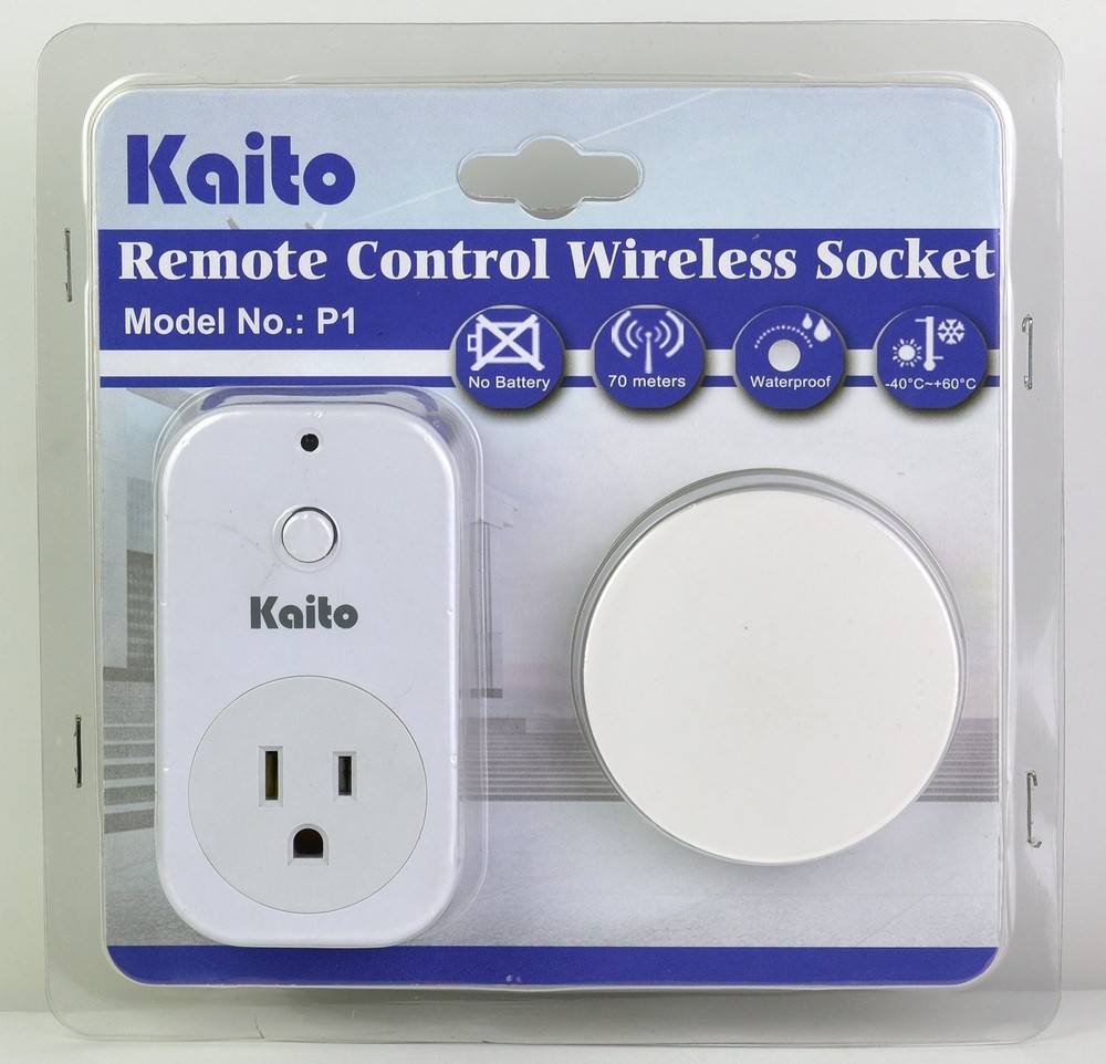 Kaito P1 Battery Free Wireless Wall Electrical Outlet Remote Switch Control
