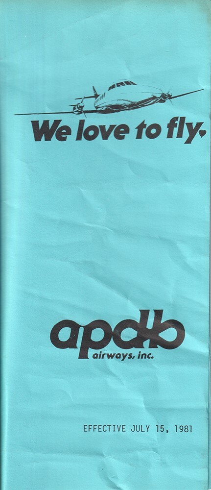 Apollo Airways timetable 1981/07/15 blue