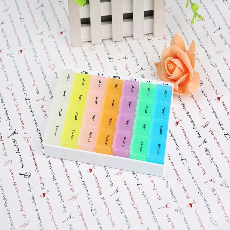28 Grid Weekly pill organizer pill box holder Medicine Storage box