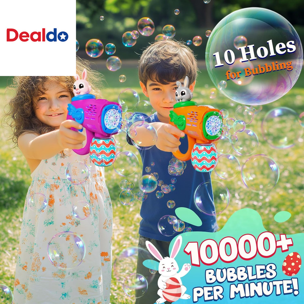 Kids Bubble Gun Toys, 2 Pack Bunny Bubble Blowers with 10 Bubble Solution Refill