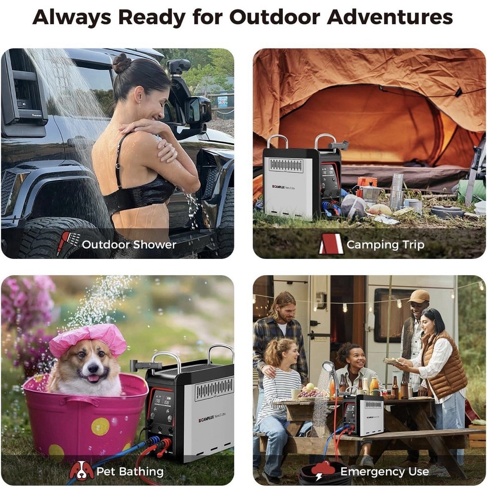 CAMPLUX 1lb Propane Water Heater & Pump Instant Hot Water for RV/Outdoor Washing