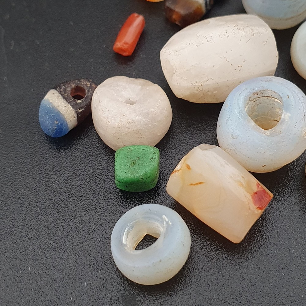 Ancient Amazonite & Natural Pattern Suliemani Agate Beads Mix Lot