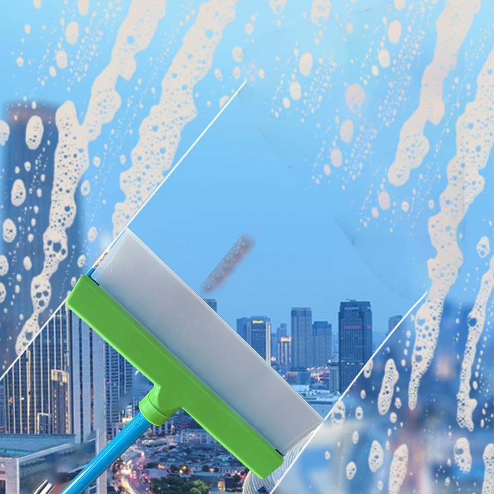 Glass Cleaning Tool Kit, including squeegee rubber blade and microfiber cloth