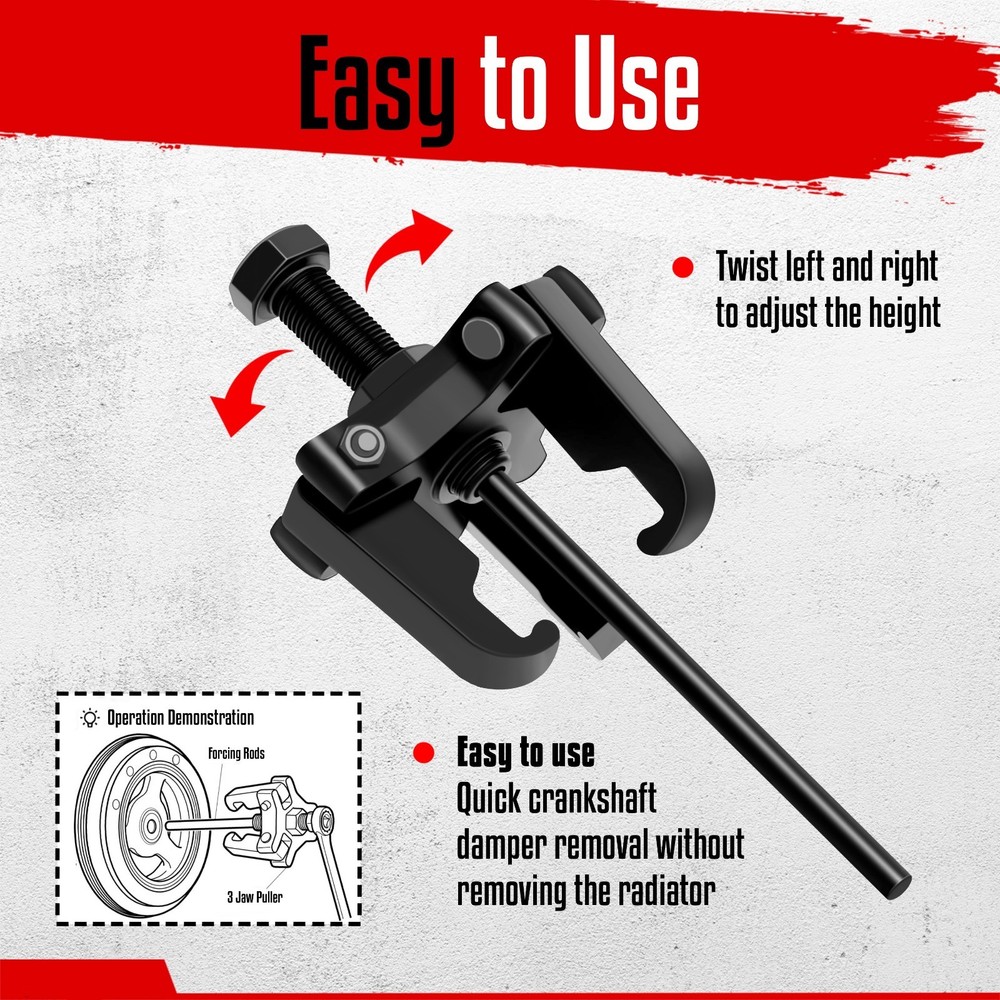 Heavy Duty Adjustable 3 Jaw Pulley Puller Tool Harmonic Balancer Puller Set