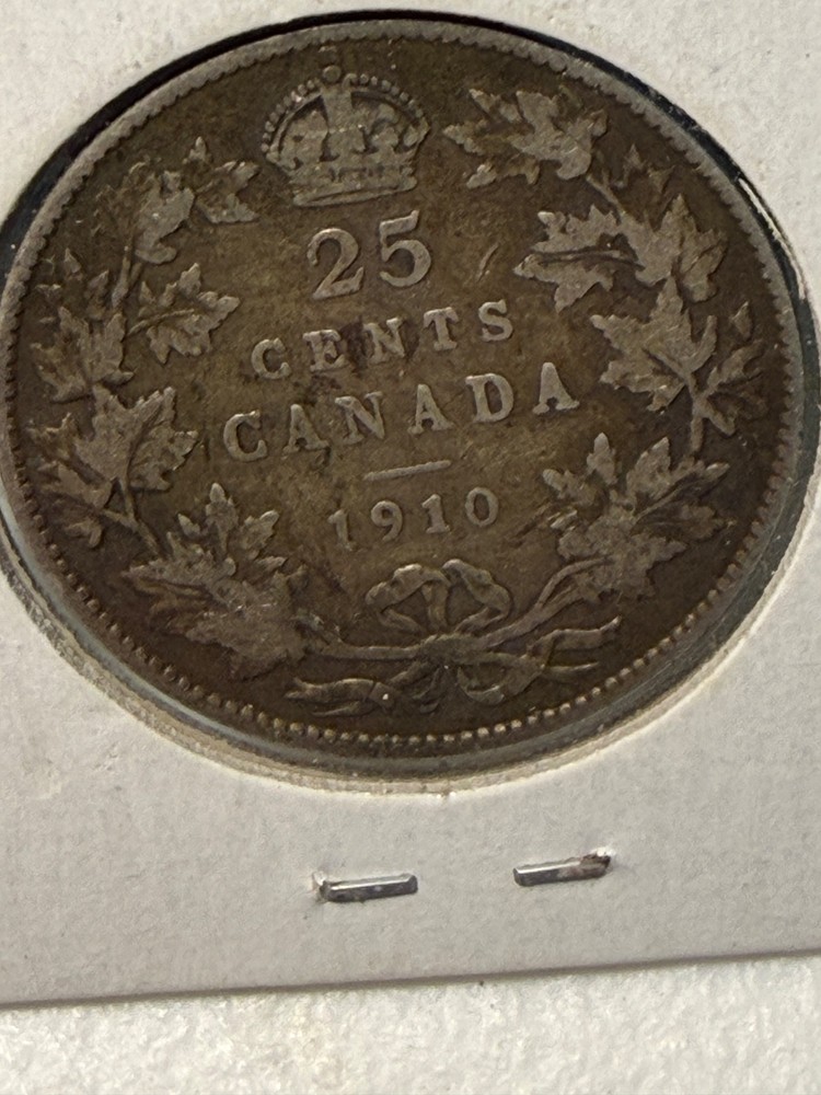 1910 Canada 25 Cents Silver Coin