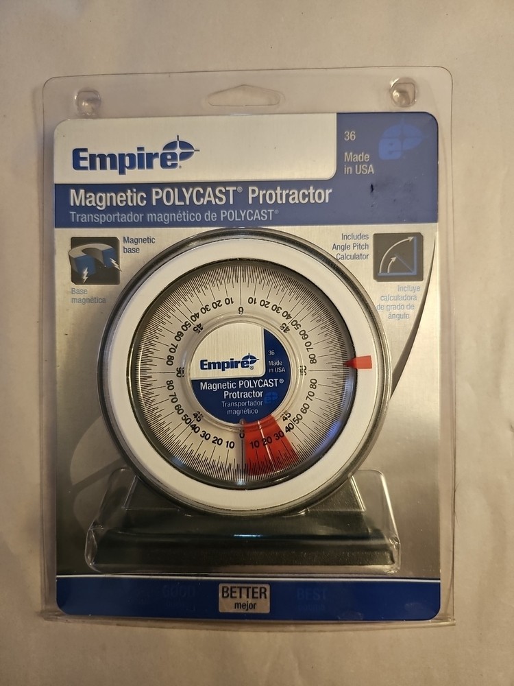 Empire Level Magnetic Polycast Protractor #36 Check For Plumb/Level New Sealed