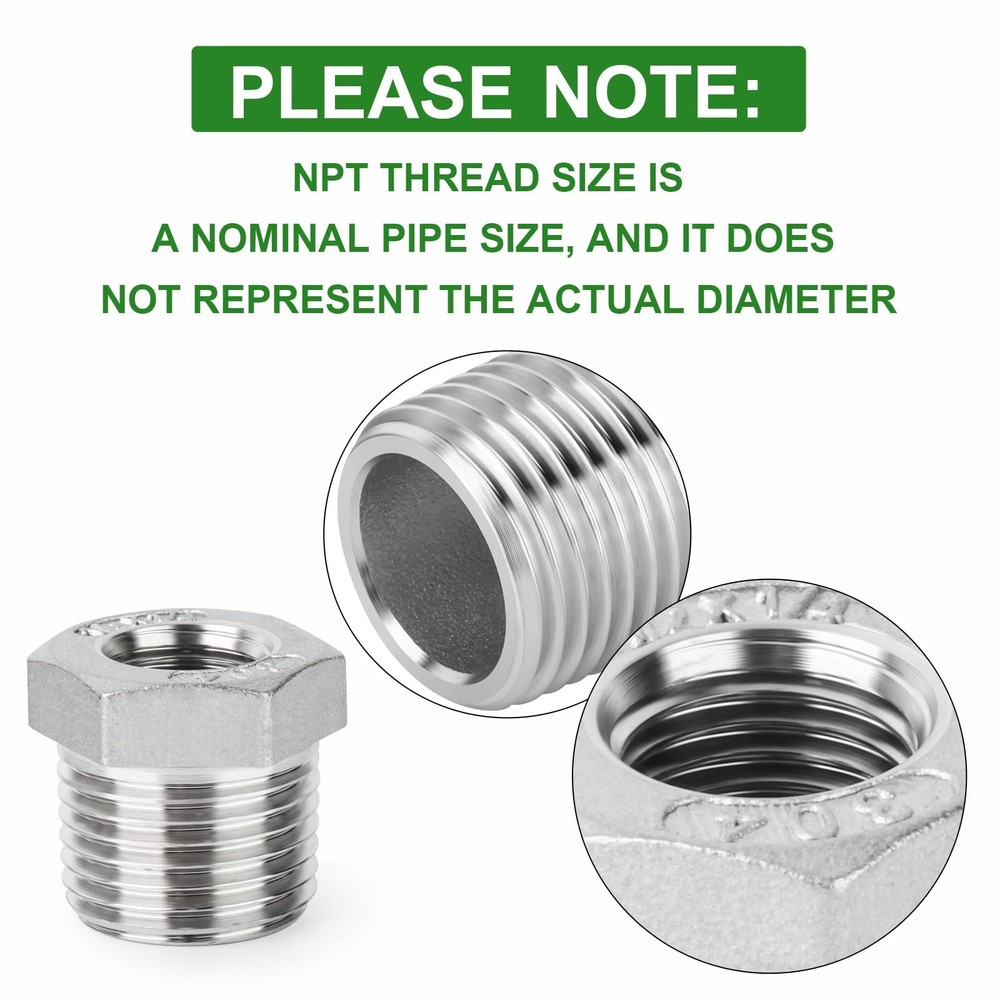 24PCS 304 Stainless Steel Reducer Hex Bushing Kit, Silver