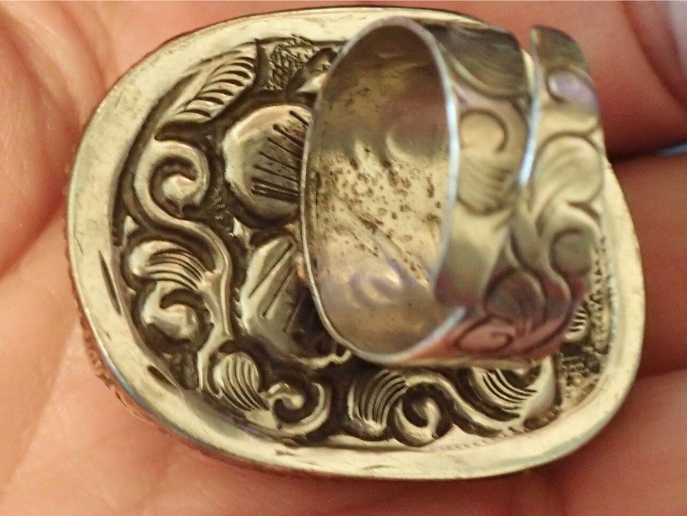 Phantom Dream Amethyst Crystal Silver Ring. adjustable
