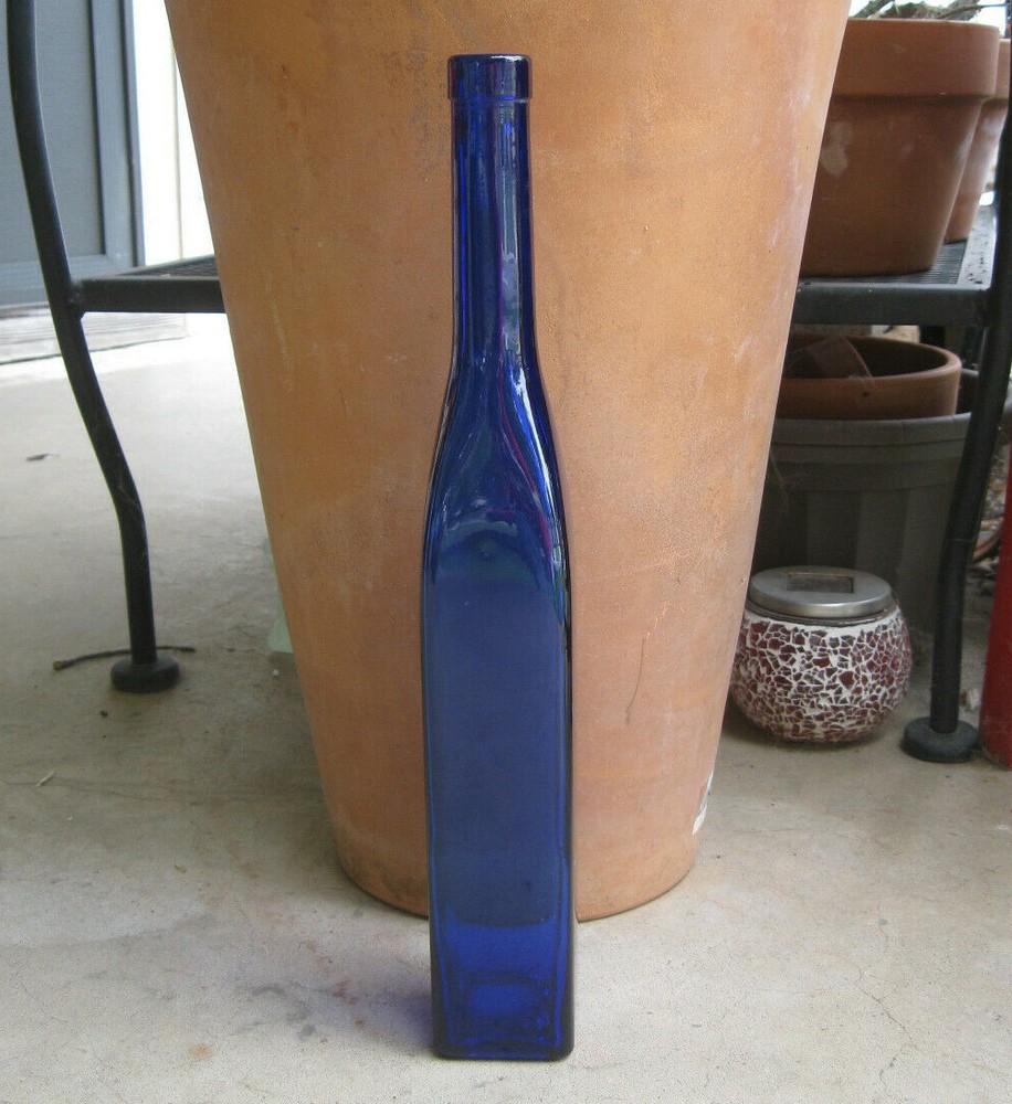 Cobalt Blue Square Glass 14" Bottle ~ Beautiful