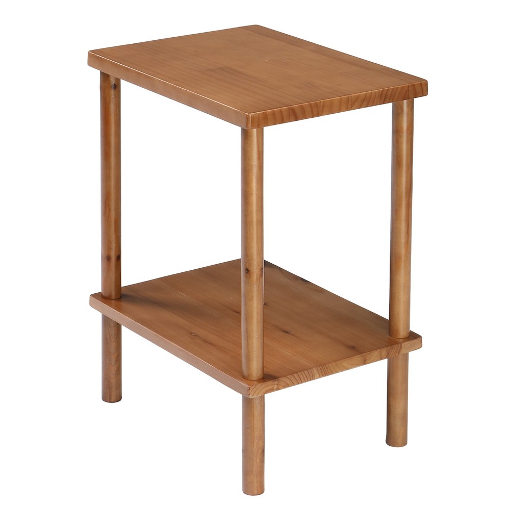 2 Tier Wood End Table, Outdoor Side Table with Storage Shelf, Coffee Table -