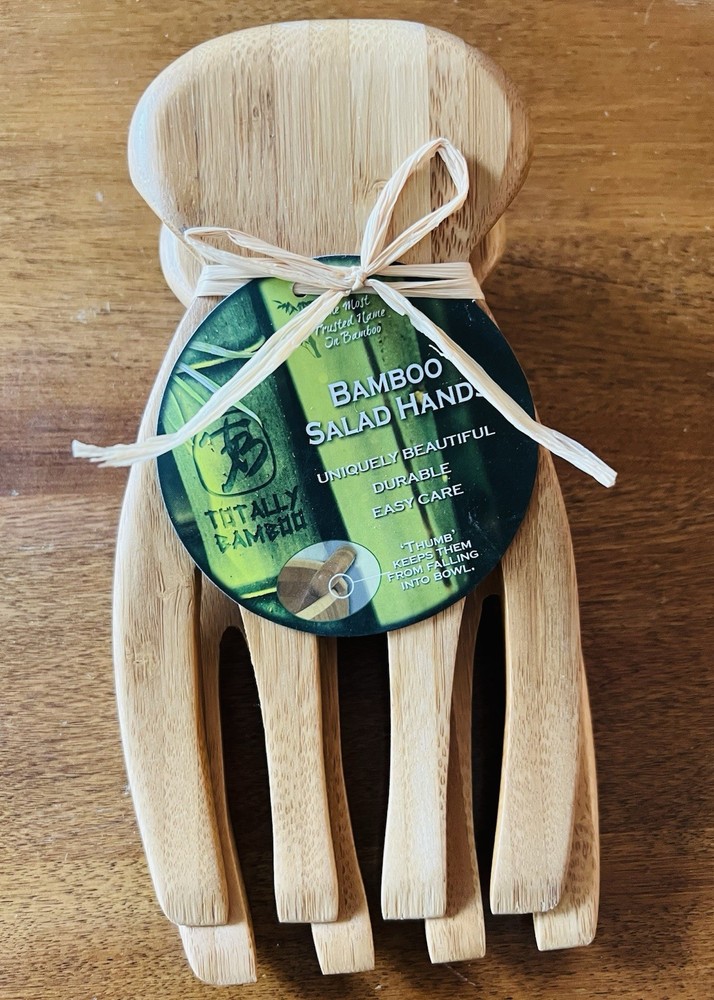 NWT Totally Bamboo Salad Hands Salad Serving Set