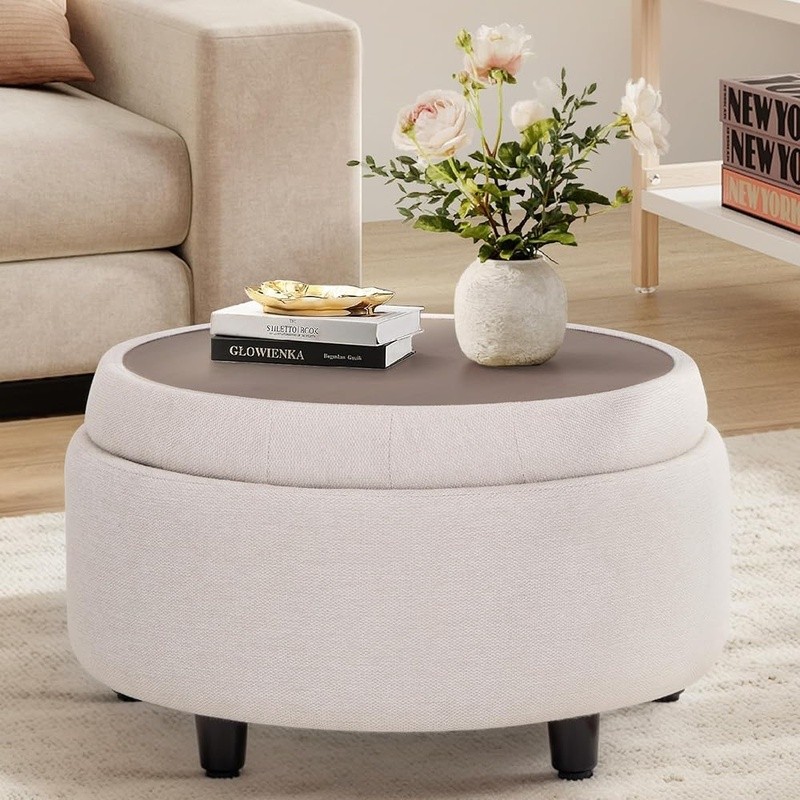 3-in-1 Multi-Functional Ottoman Footrest Hidden Storage Small Coffee Table New