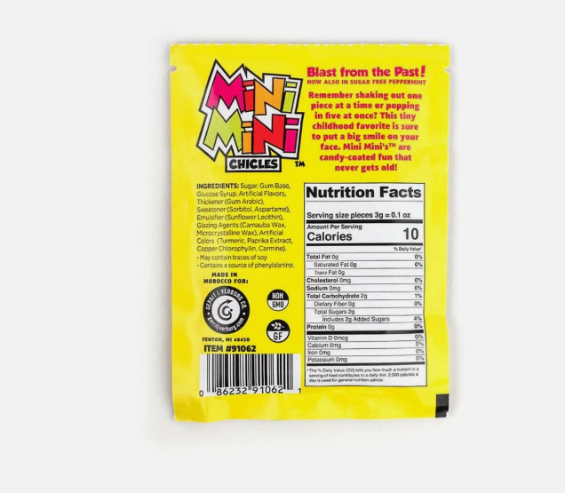 Gerrit Mini-Mini Chicles Gum 4 Pack Assorted Fruit Flavors .79oz Bag Retro Candy