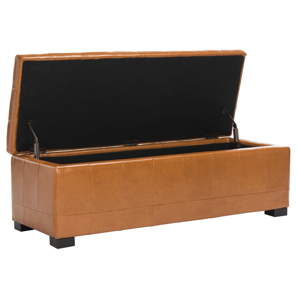 SAFAVIEH Large Manhattan Storage Bench | Saddle |