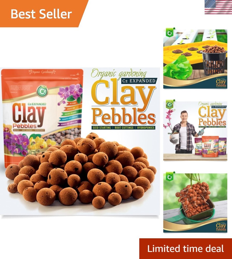 Premium Expanded Clay Pebbles Grow Media for Hydroponics Orchids - 2 lbs Pack