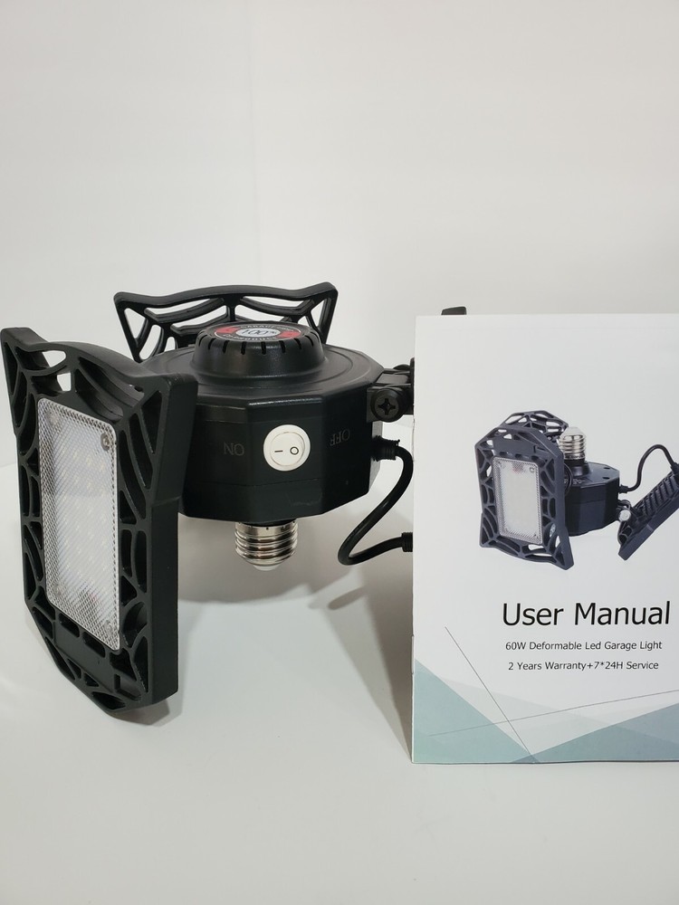 Motion Sensor NO Tools Req'd Garage Light Ceiling 6000 Lumens w/ 60W Deformable