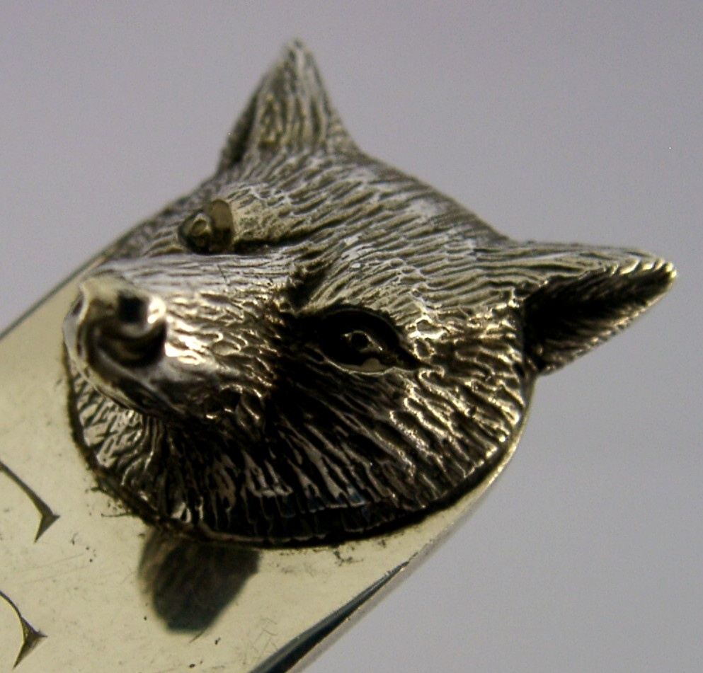 FOX ENGLISH SOLID STERLING SILVER LETTER ENVELOPE OPENER 1976 HUNTING eng EGG