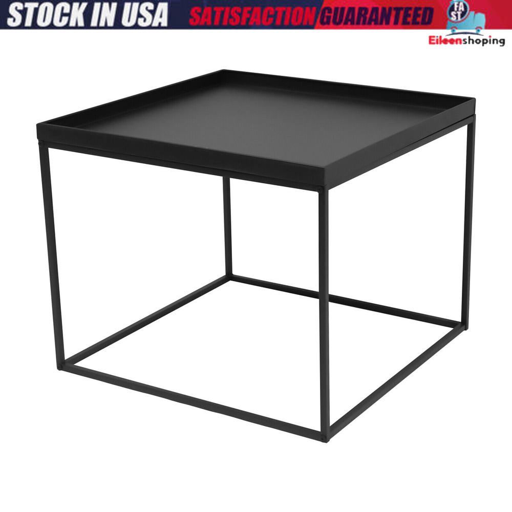 24" Square Table Metal Frame Table Portable Office Side End Table Camping Table