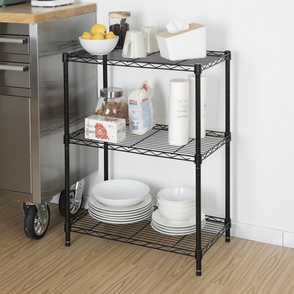 Hyper Tough 3-Tier Multipurpose Wire Shelving Rack, Black Color,750lbs Load