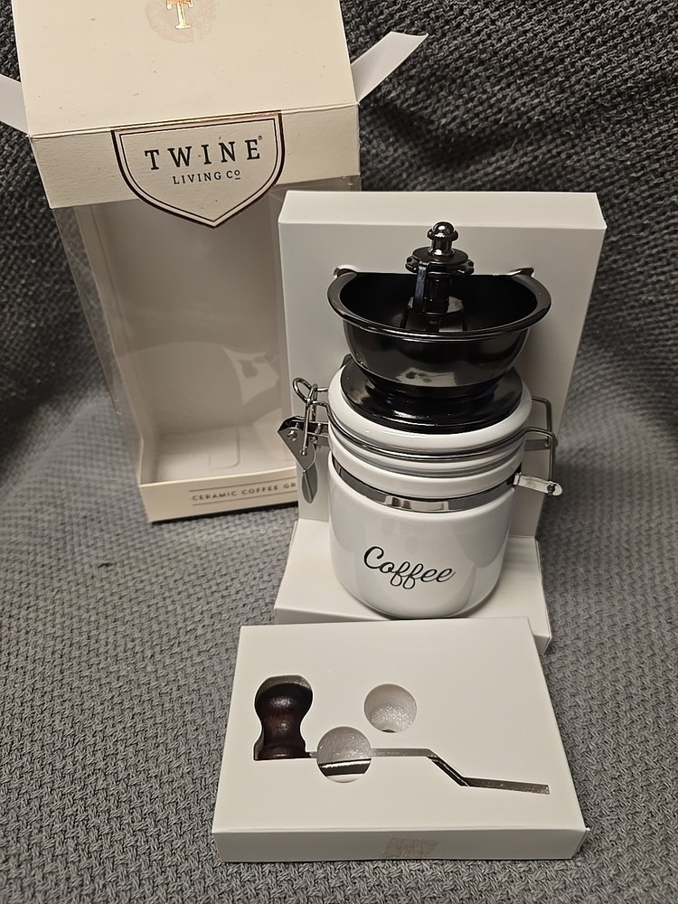 Twine Handheld Ceramic Coffee Grinder Manual Adjustable Design with Wood Handle