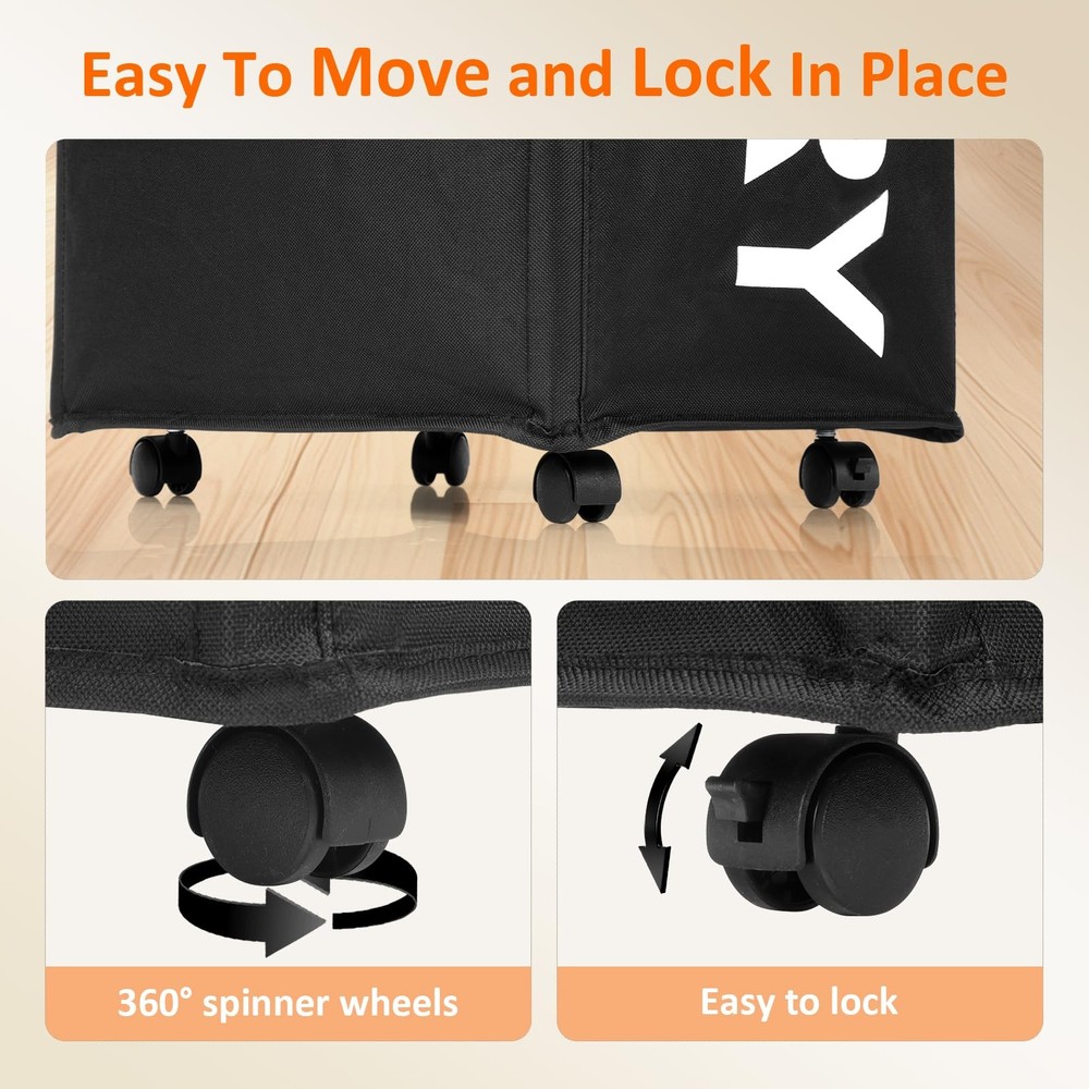 Laundry Basket With Wheels 90L Rolling Laundry Hamper Mesh Bag Dorm Pro