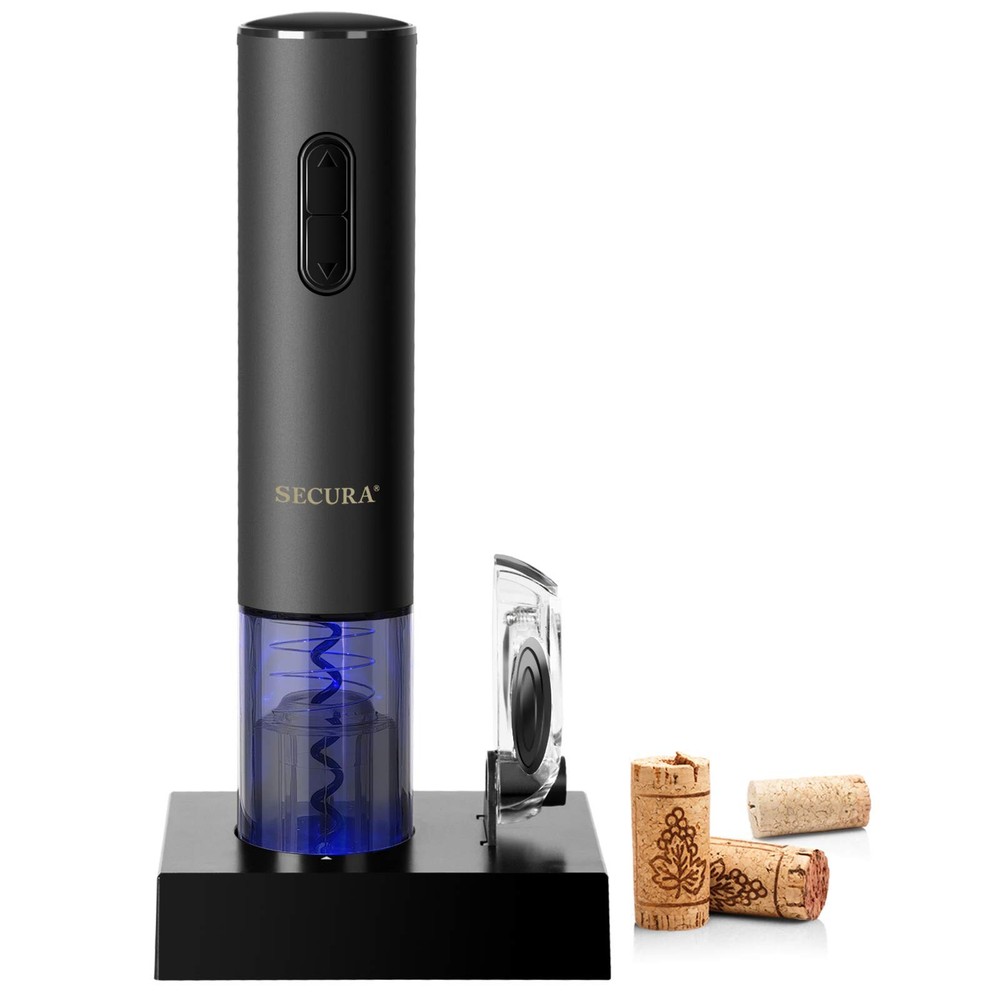 Secura Electric Wine Opener, Automatic Bottle Corkscrew Black