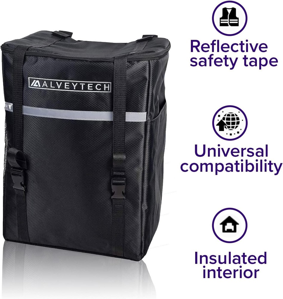 Compact Extra Large Mobility Scooter Bag with Adjustable Straps - Black Nylon