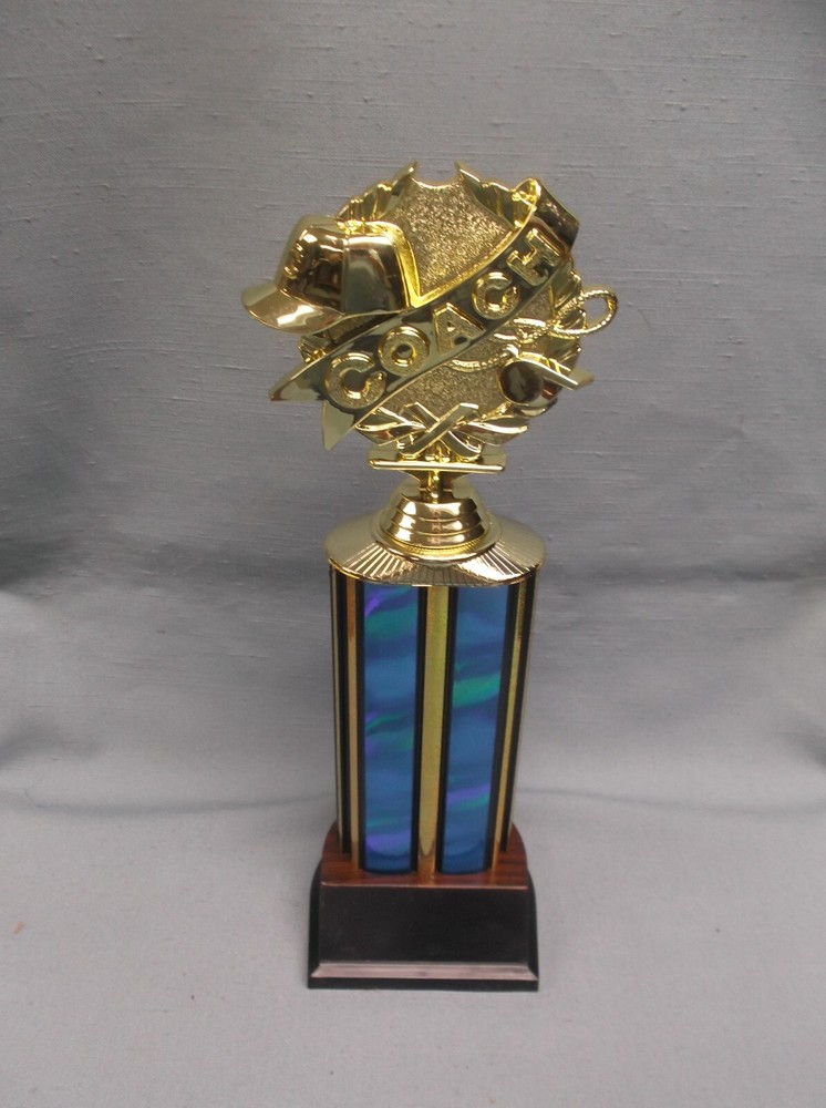 COACH theme trophy blue award weighted base personalized