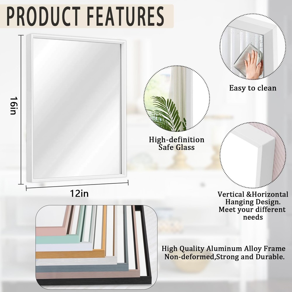 Mirrors for Wall Rectangular Metal Frame Mirror for Farmhouse Bathroom Bedroo...