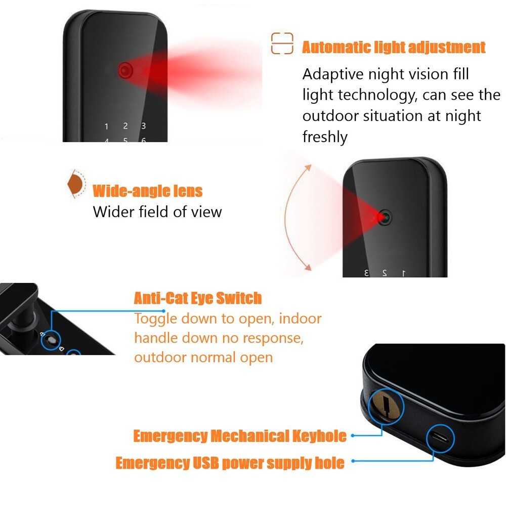 NEW Face Recognition Tuya Wifi Smart Door Lock Visual Intercom Fingerprint