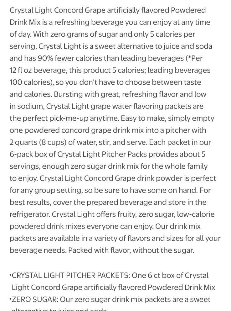 Four New Crystal Light 6 Count Pitcher Packets Packs, Concord Grape, Exp. 12/27