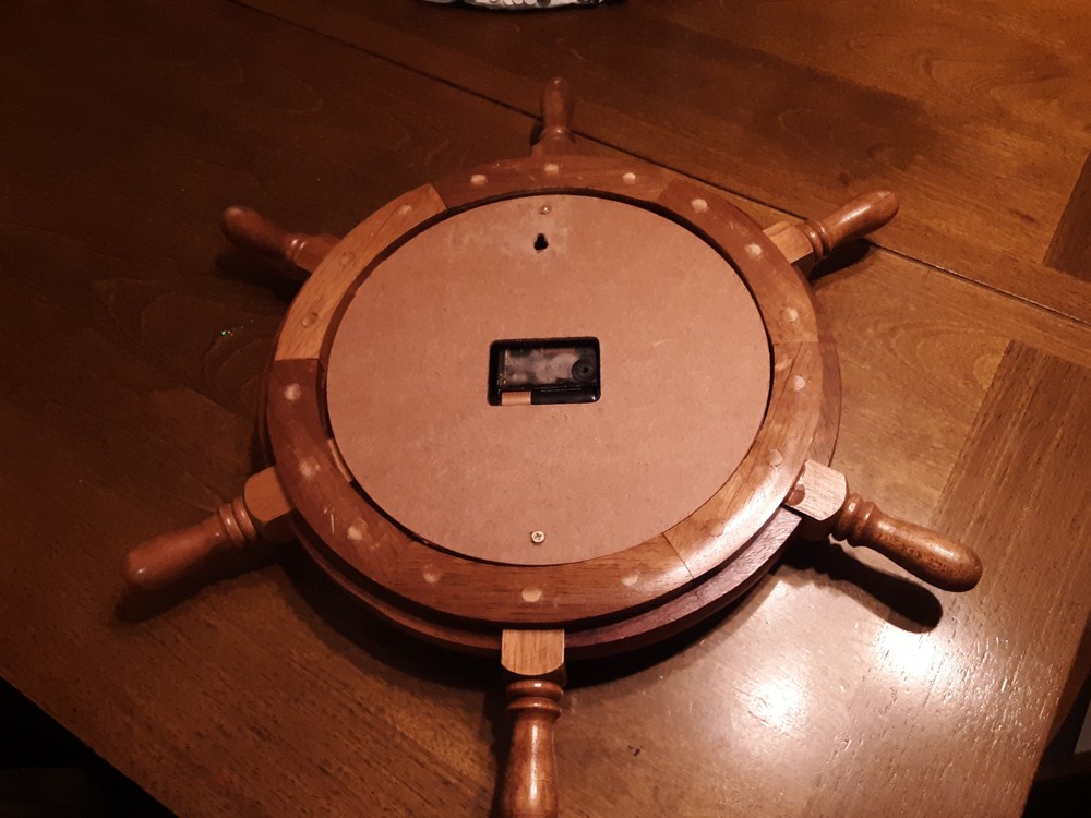 Vtg Ships Time Quartz Ships Wheel Clock ... 18"