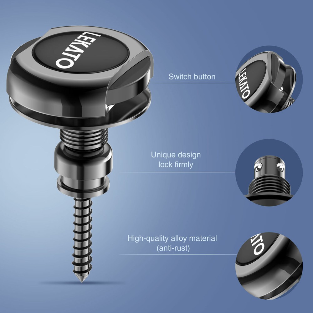 LEKATO Guitar Strap Button Lock Quick Release Security Anti-Rust Metal 2pcs