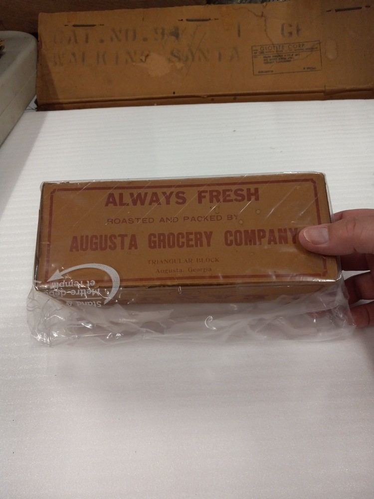 Vintage Triangular Cardboard 5 Cent Peanut Container Augusta Grocery Georgia
