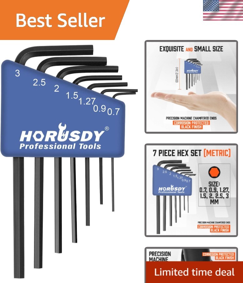 7-Piece Mini Metric Hex Key Set – Durable Chrome Vanadium for Precision Work