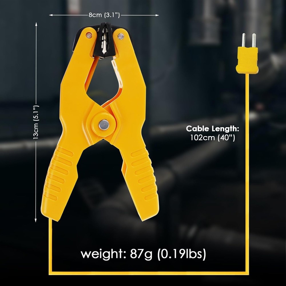 High Accuracy HVAC K-Type Temperature Clamp - Durable Digital Probe Tool