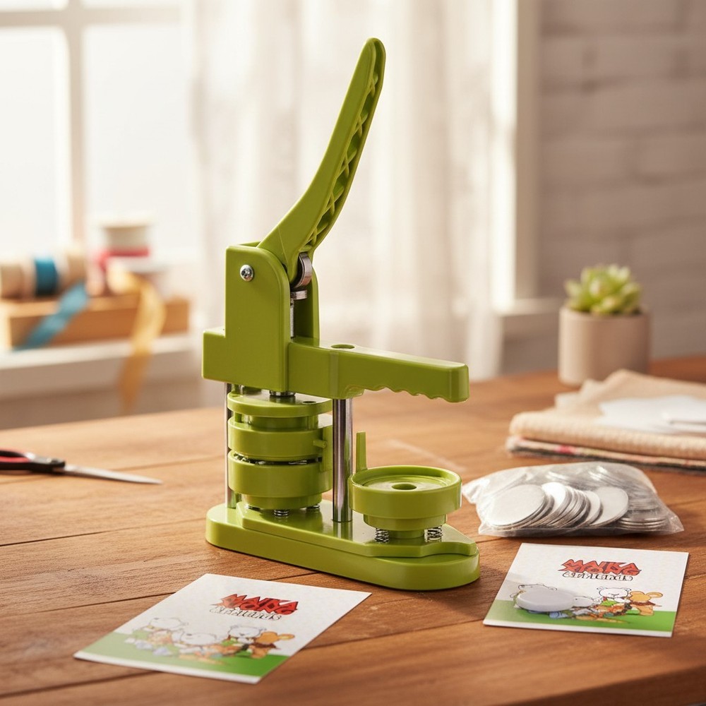 Installation-Free 58mm Button Maker Machine - Includes Magic Book & 100 Parts