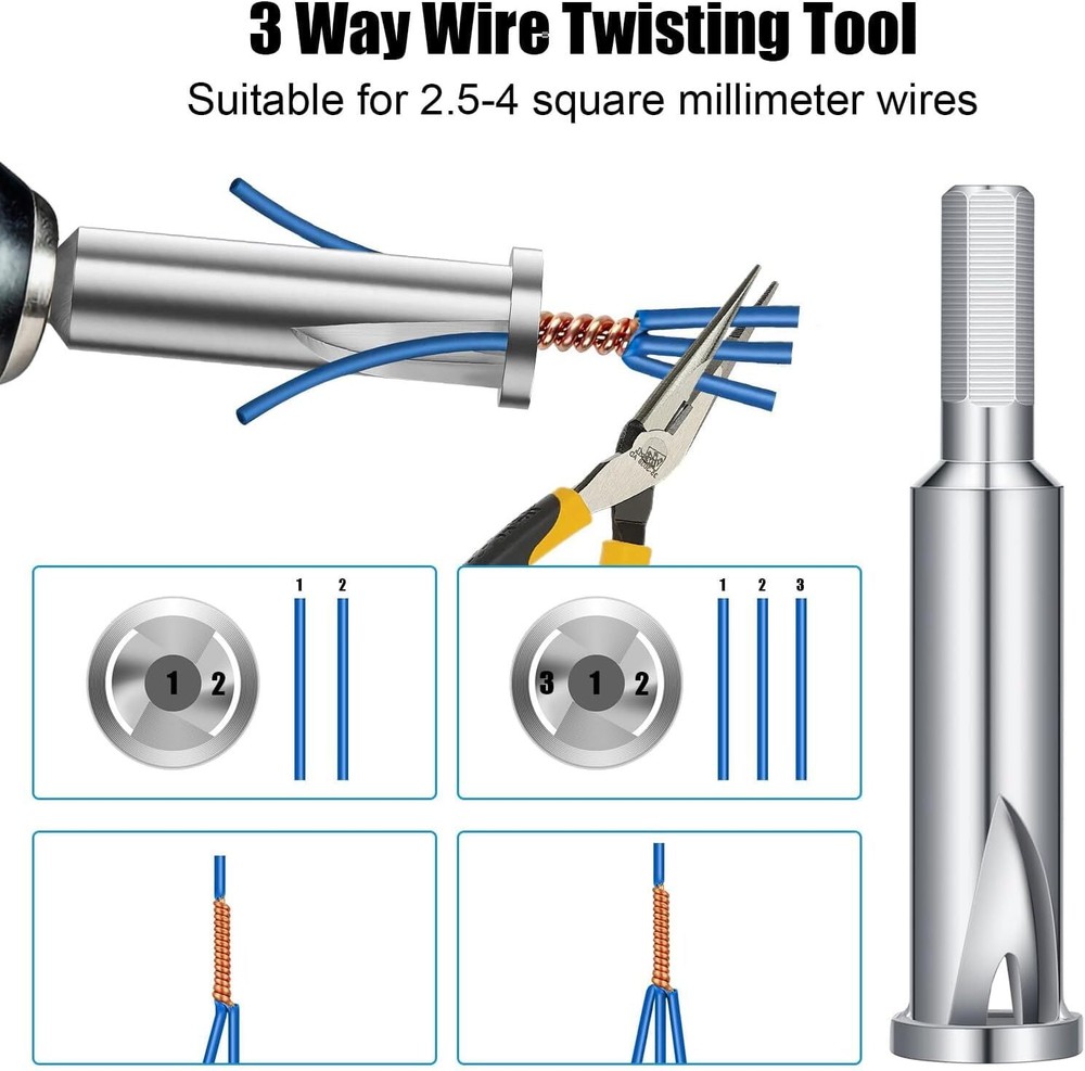 3x Wire Stripping Twisting Tool Electrical Drill Wire Stripper Cable Nut Twister