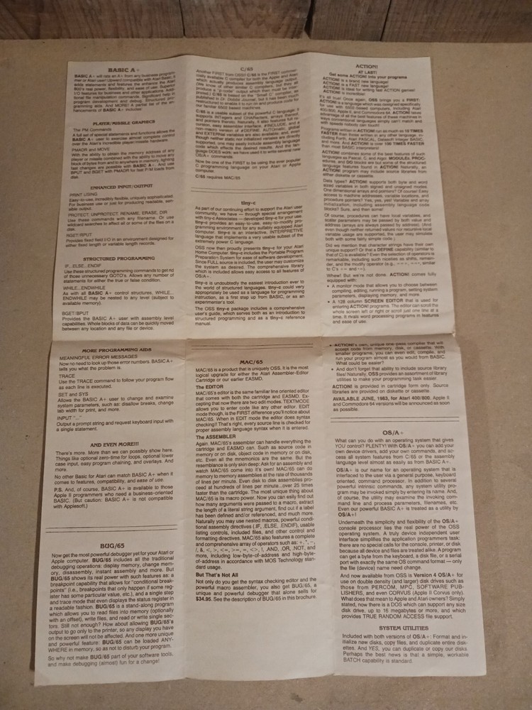 Optimized System Software (OSI), Inc. Mailing Brochure - All Current Products