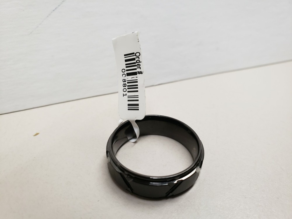 Cobalt Black Etched V Design Band, 8MM