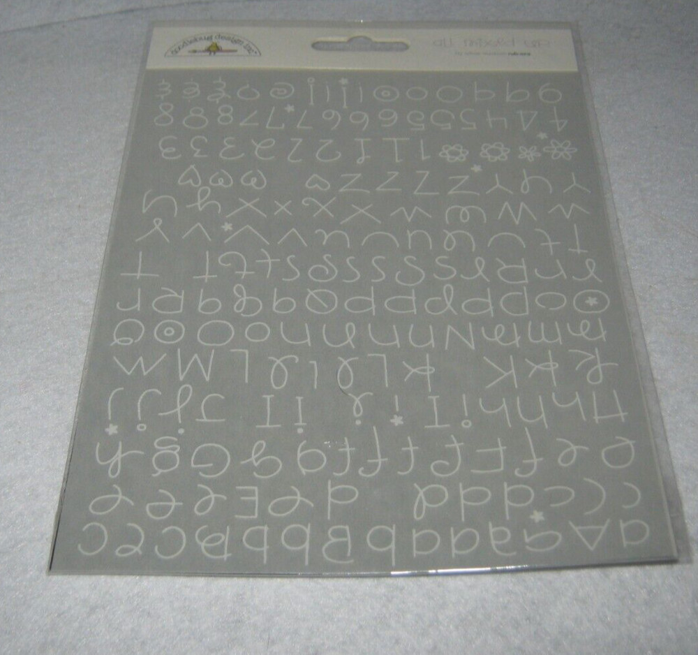 Doodlebug Designs - Rub-Ons - All Mixed Up - Lily White Medium - New Package