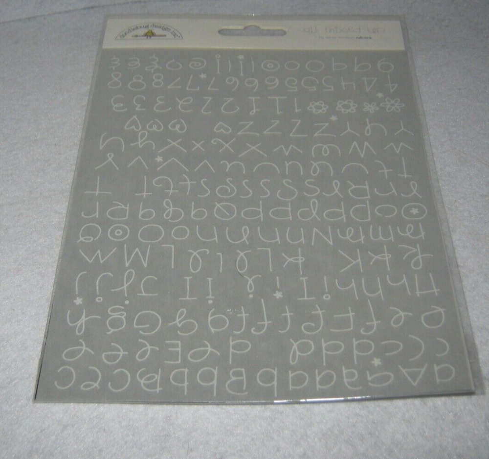 Doodlebug Designs - Rub-Ons - All Mixed Up - Lily White Medium - New Package