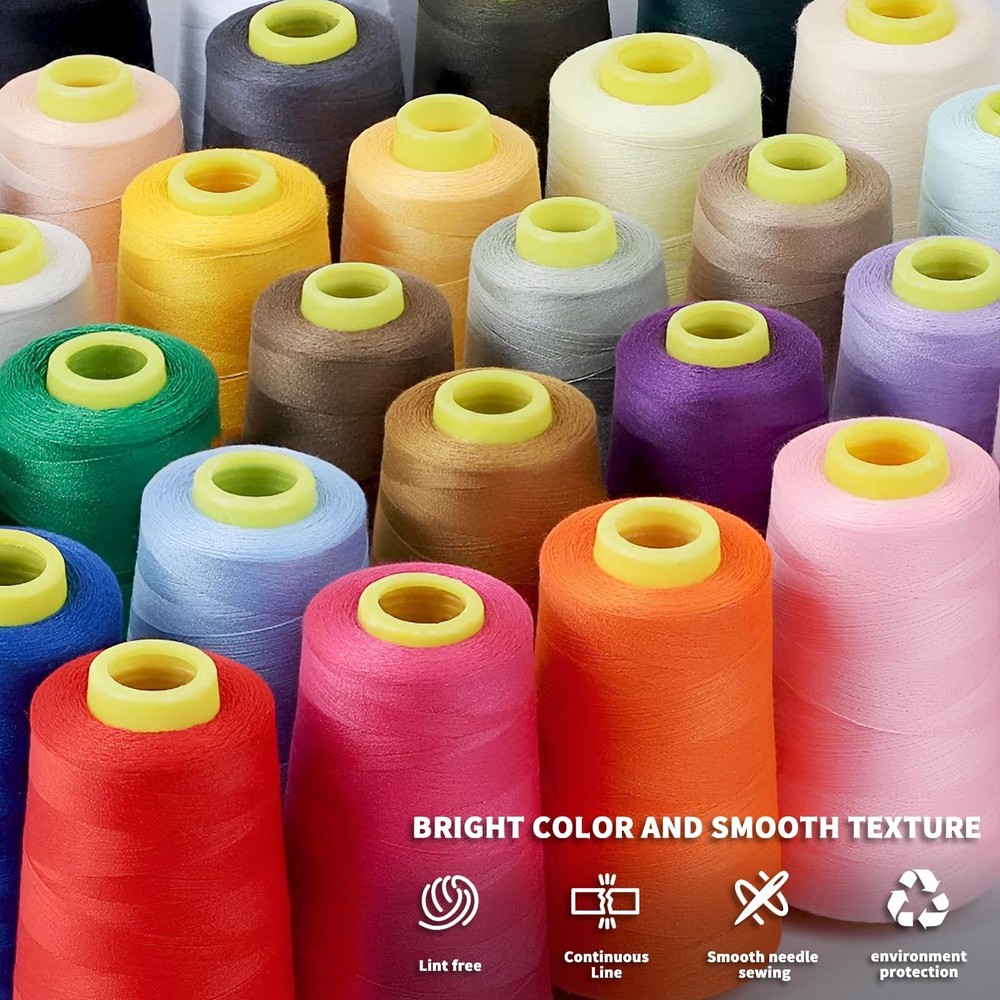 All Purpose Polyester Sewing Thread 4 Pack 12000 Yards Pink Cones Serger