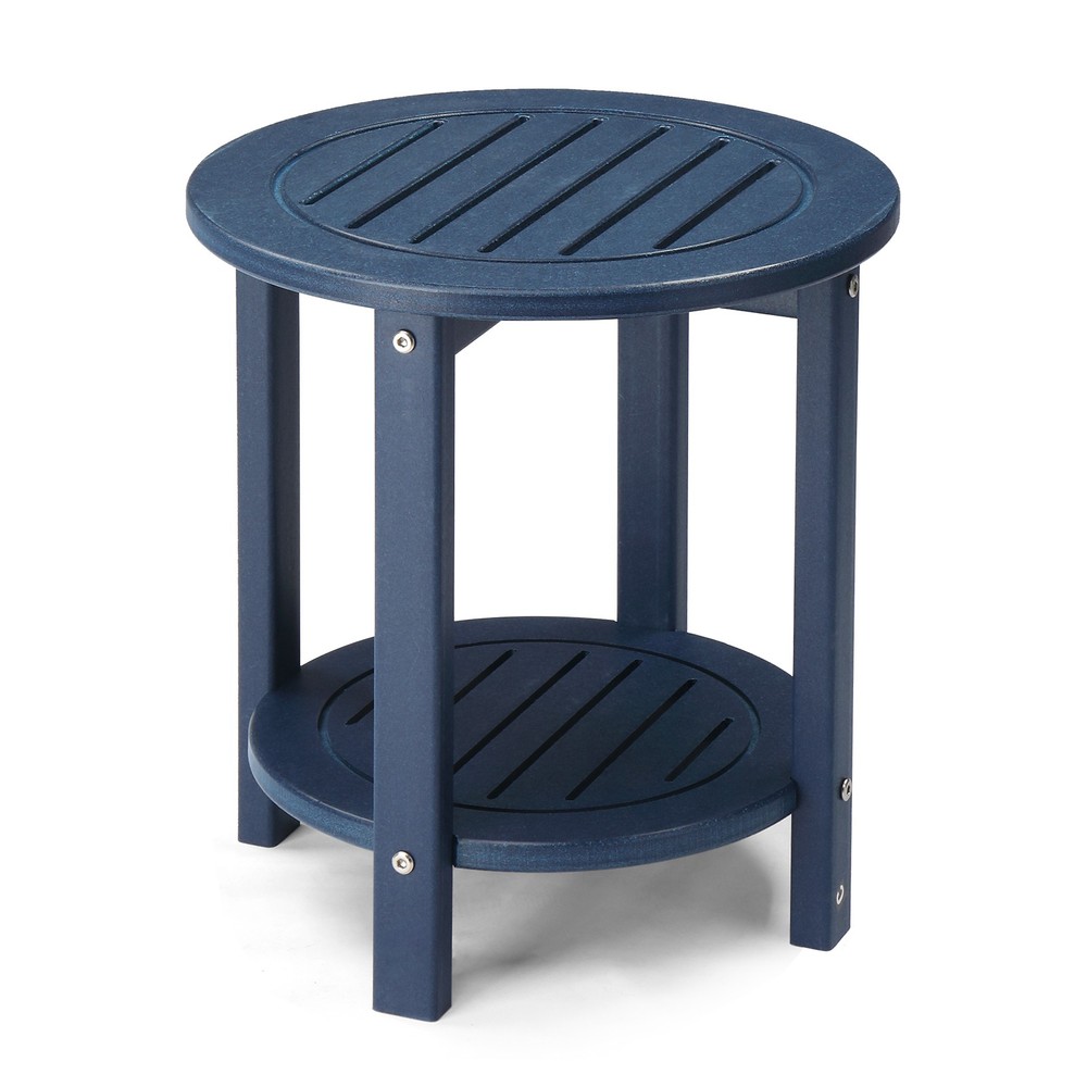 2-Tier Outdoor Side Table, Patio Side Table, Resistant End Small Outdoor Table