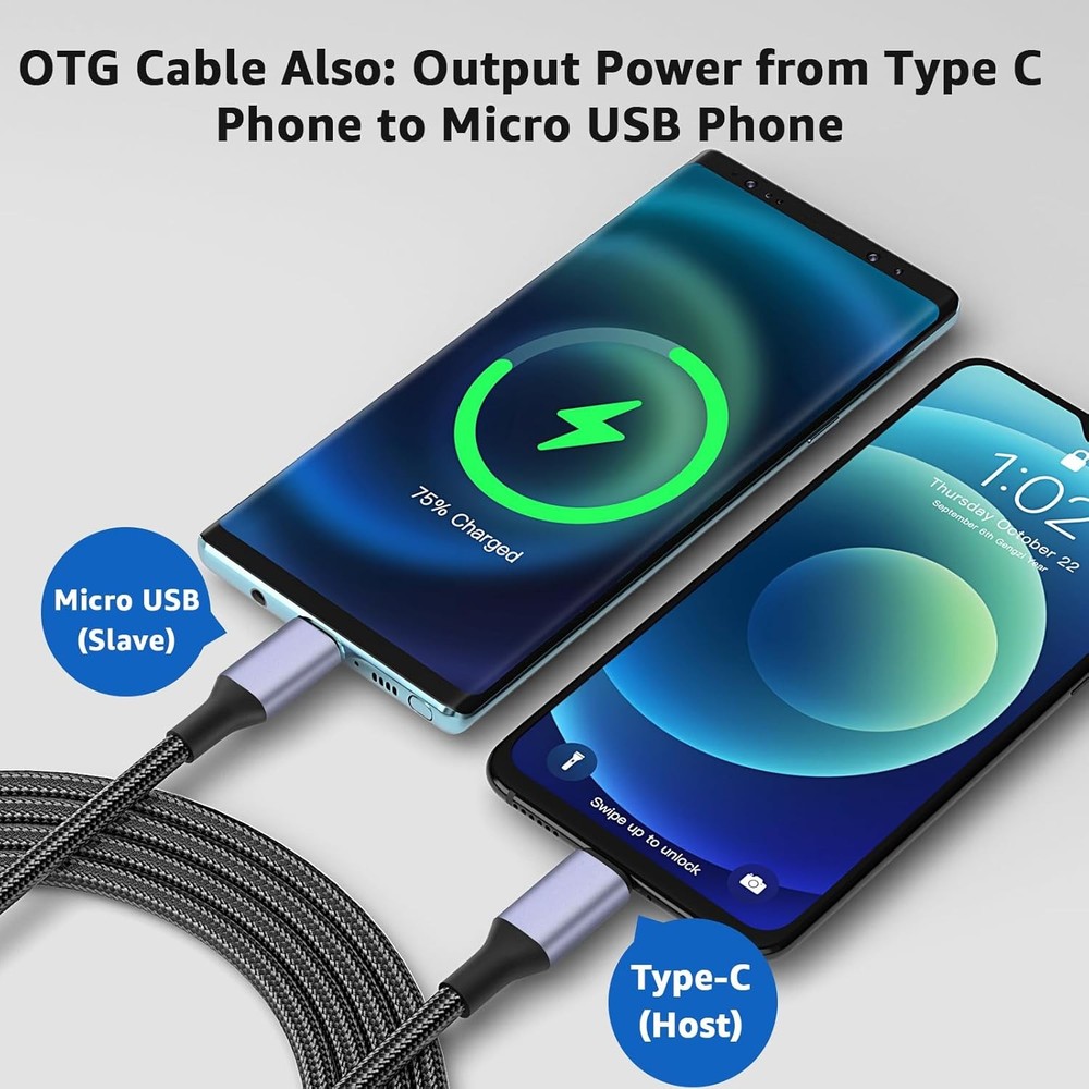 USB C to Micro Cable 3FT Type C Adapter