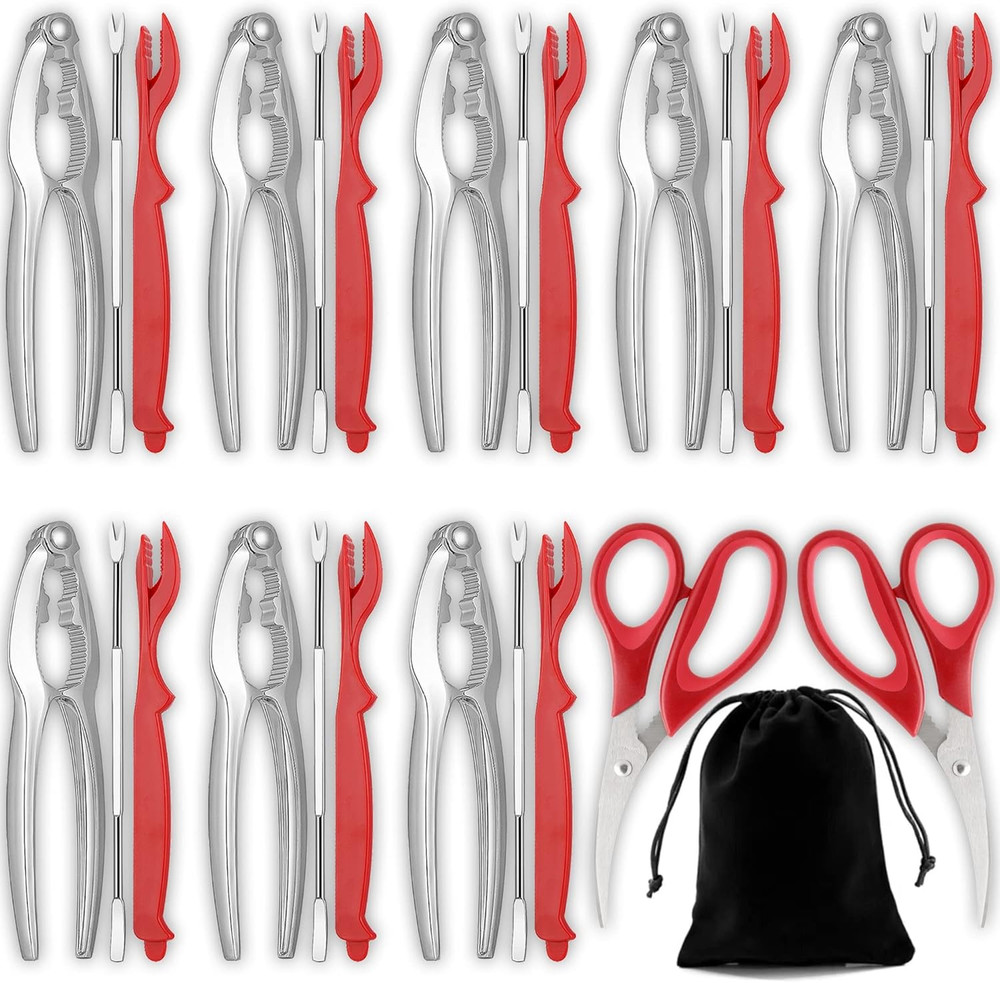 Crab Crackers and Tools, 27-piece Seafood Tools Set, Includes 8 Crab Leg Cracker