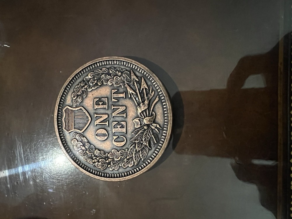 Large 1877 Indian Head One Cent Coin Bronze Tone (oversized)